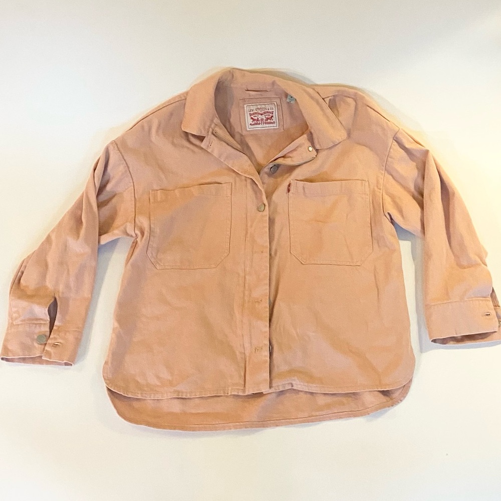 Levi Strauss Womens Size Medium Pink Denim Jacket Zipper/Button up - Picture 1 of 3